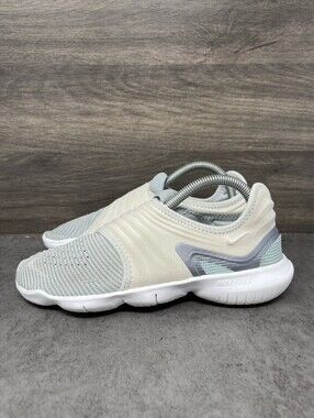 Nike Free RN Flyknit 3.0 Running Shoes Womens Size 8.5 Blue White Athletic Train
